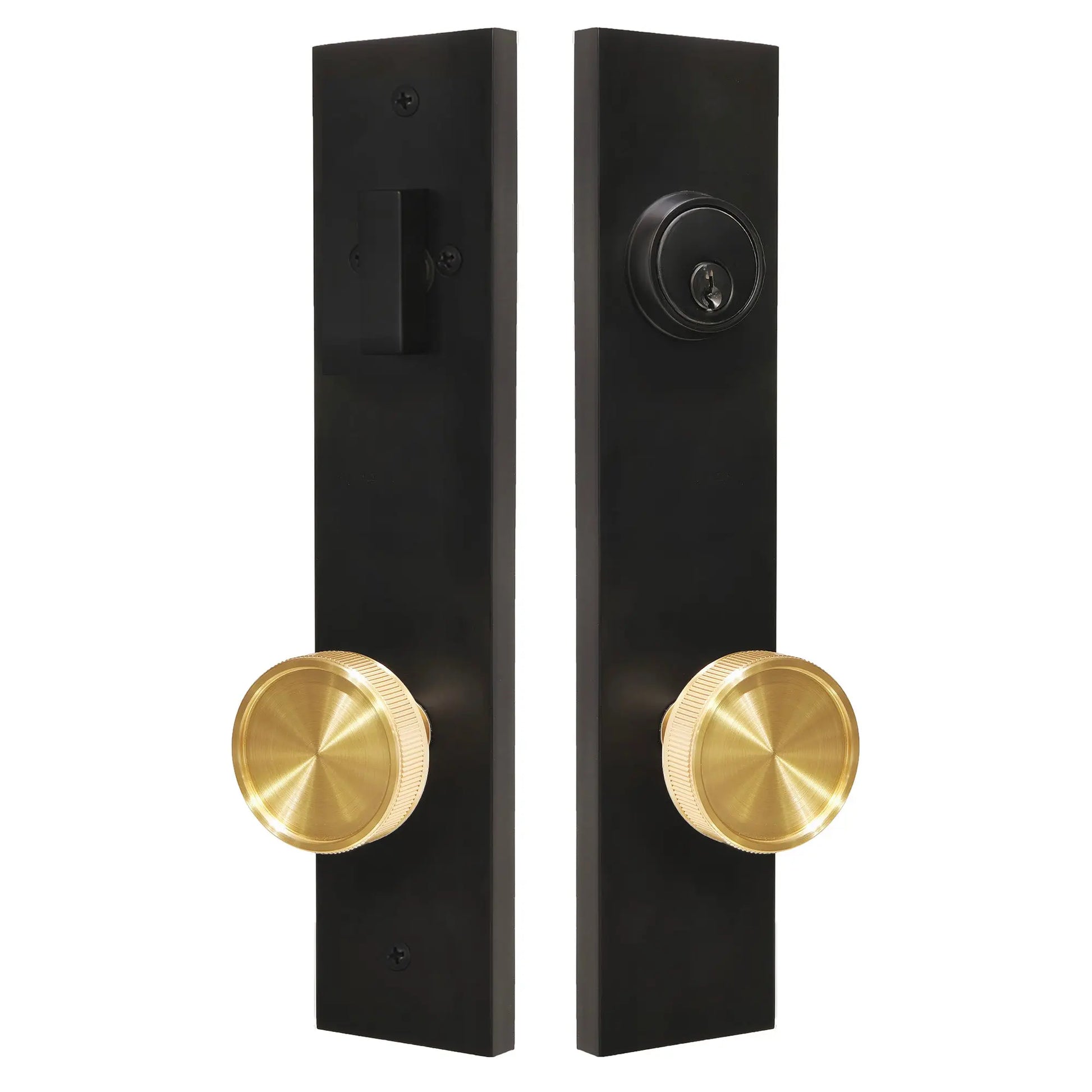 Quadrato Multipoint Lock with Straight Knurled Black Door Knob zhongshan sunshine hardware Co., Ltd
