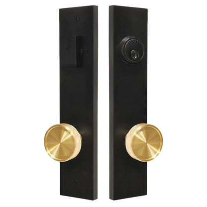 Quadrato Multipoint Lock with Straight Knurled Black Door Knob zhongshan sunshine hardware Co., Ltd