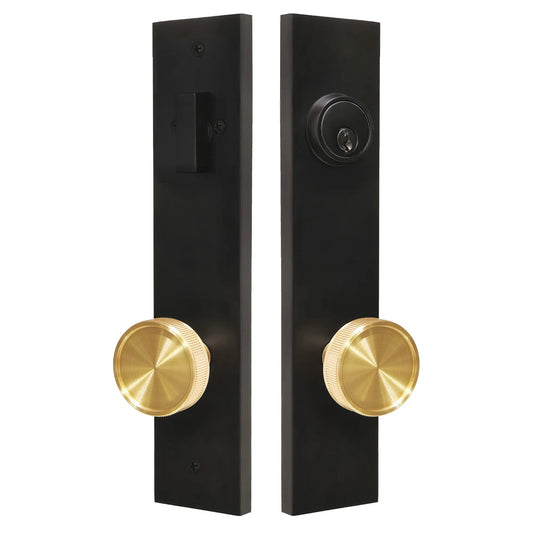 Quadrato Multipoint Lock with Straight Knurled Black Door Knob zhongshan sunshine hardware Co., Ltd