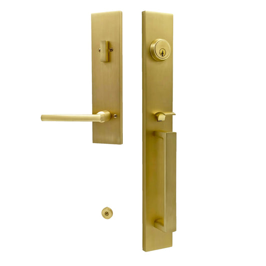 satin brass front door lock