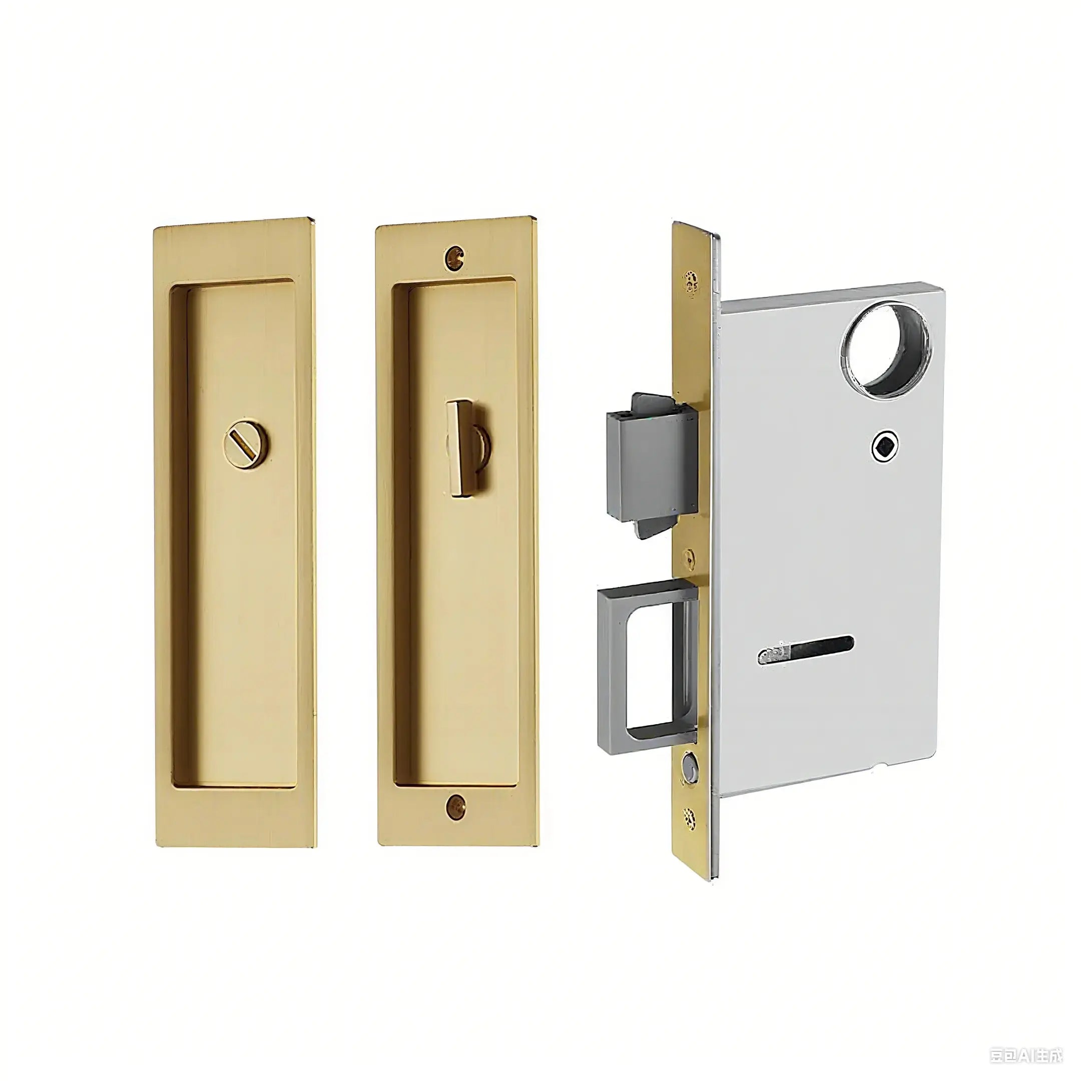 Satin brass pocket door locks privacy