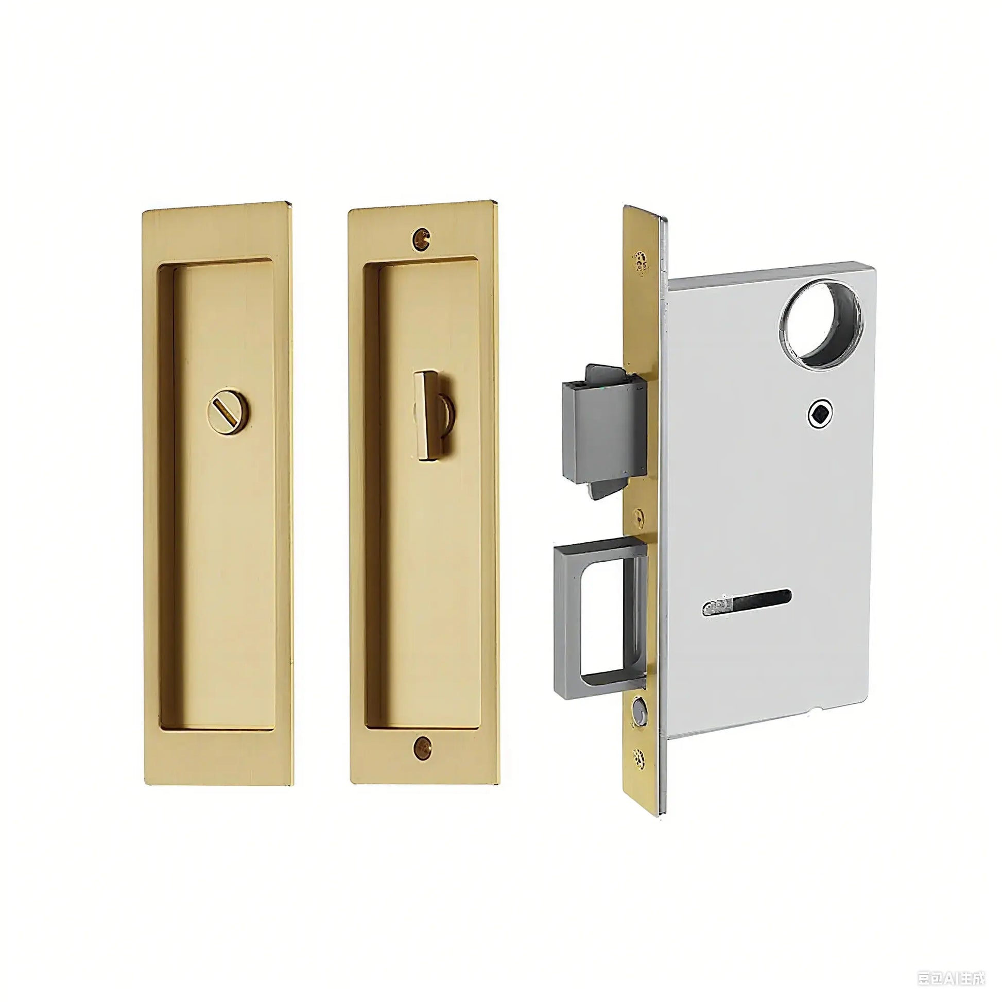 Satin brass pocket door locks privacy