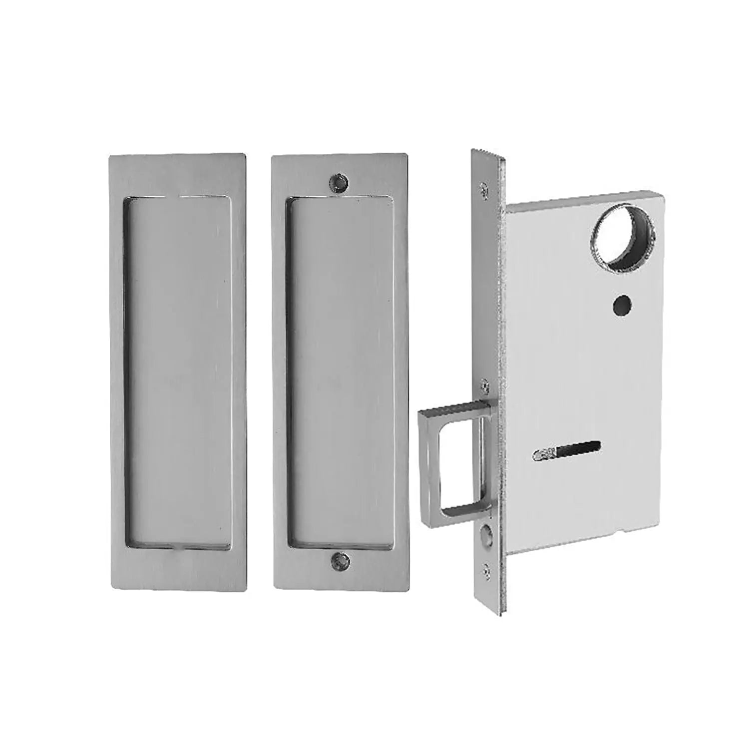 Satin nickel pocket door locks 