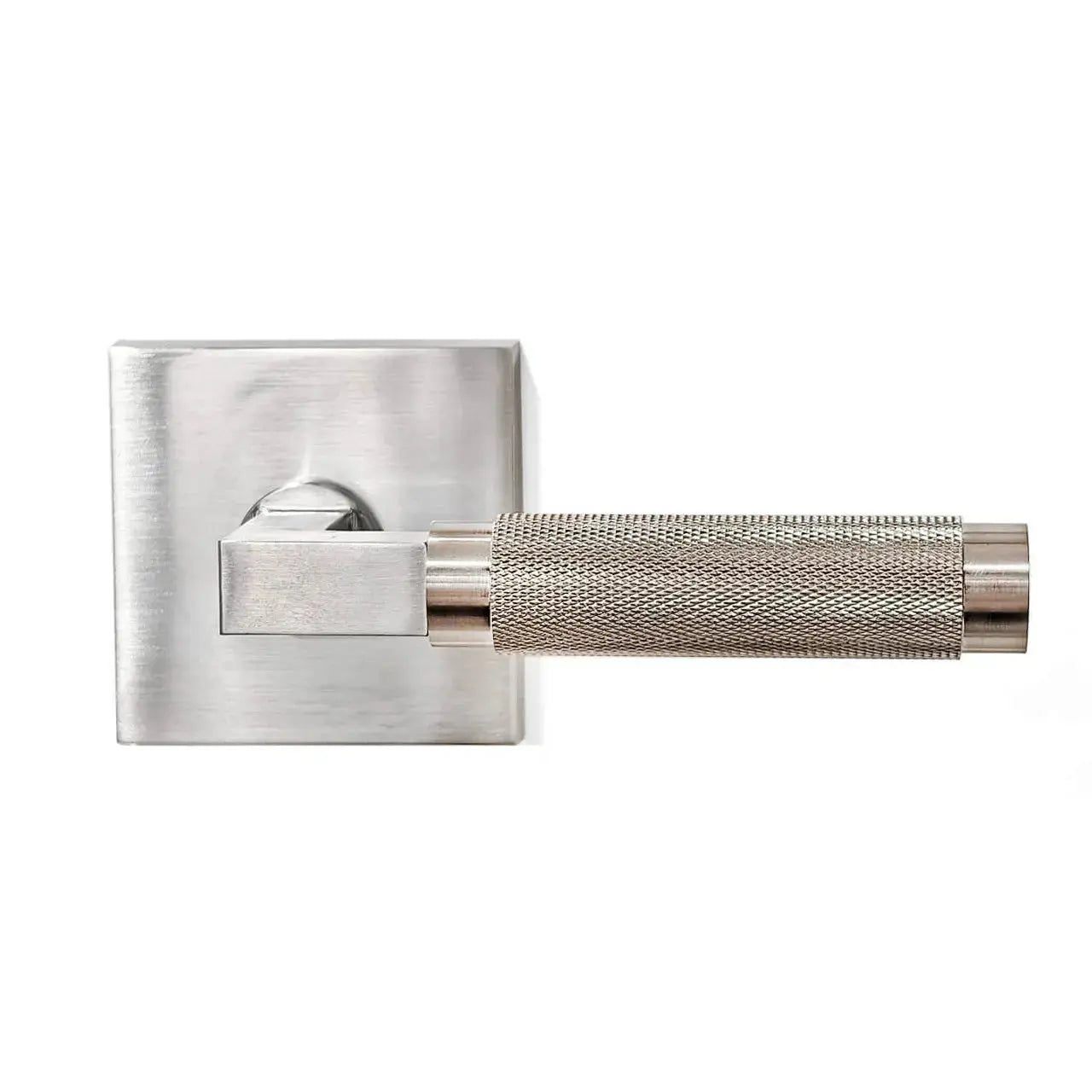 Silver colored Half-knurled rectangular locking plate door handle Picture