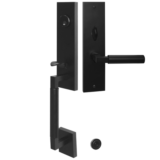 Split Matte black door handleset