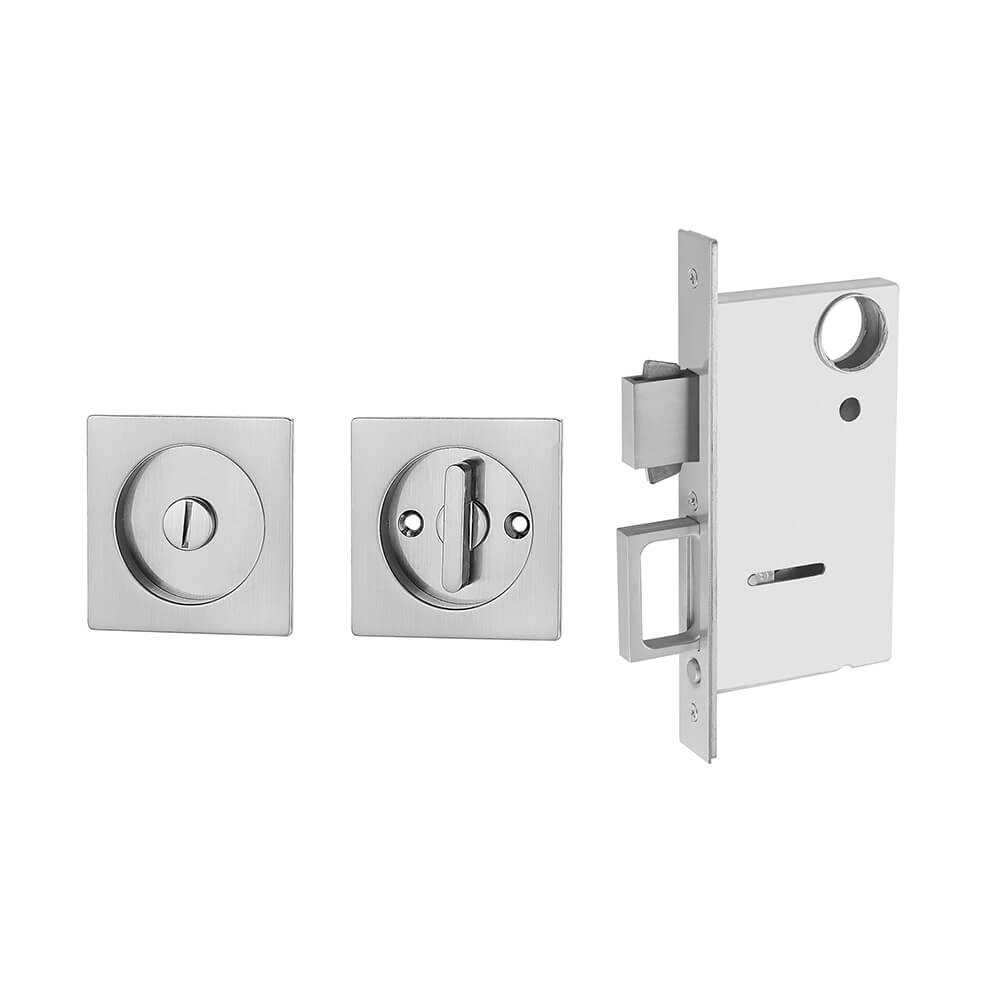 Silver square pocket door lock kit