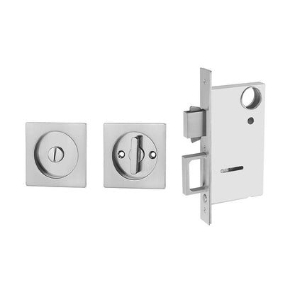 Silver square pocket door lock kit