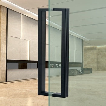 Stainless Steel Rectangular Glass Door Handle Pull Installation Effect Picture