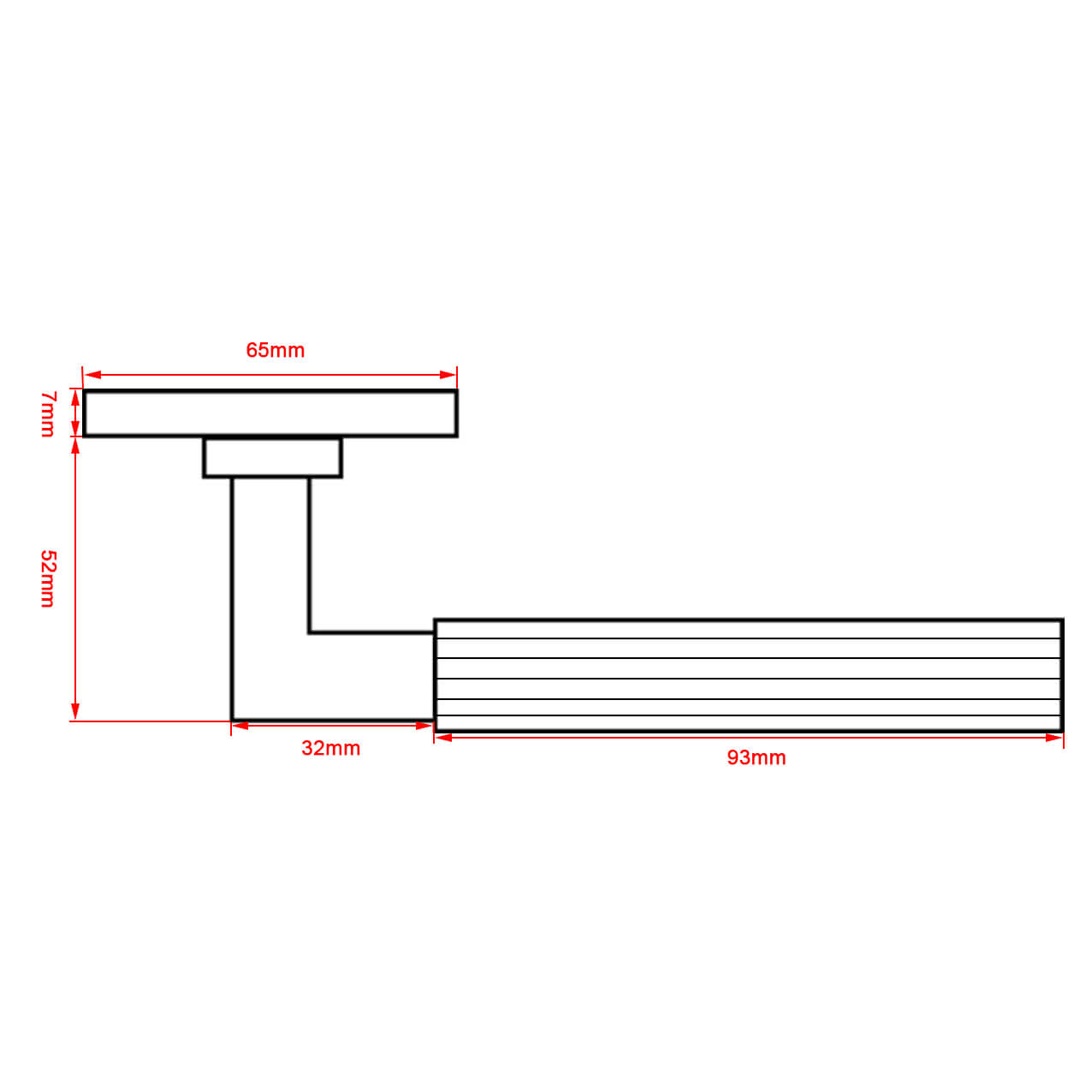 Detailed dimensions of standard door handles