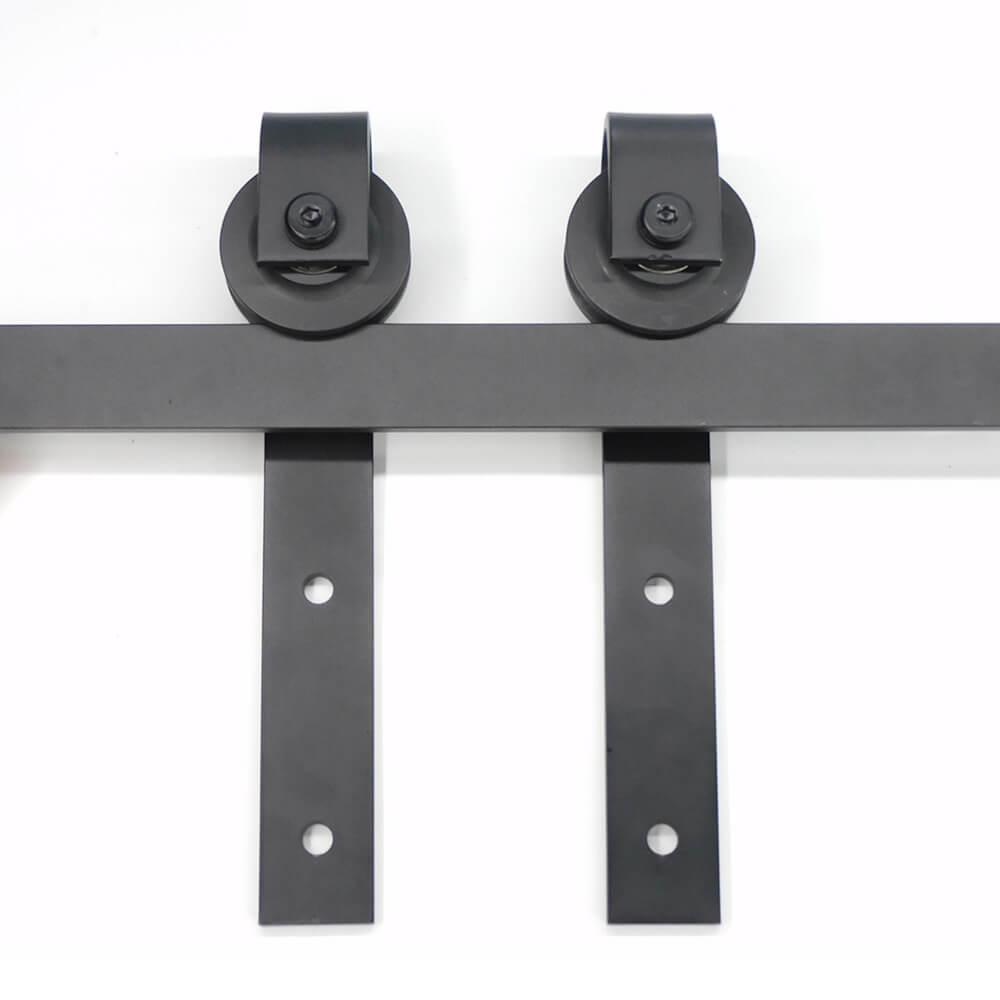 The two installation arms of the barn door hardware sleeve have been assembled picture