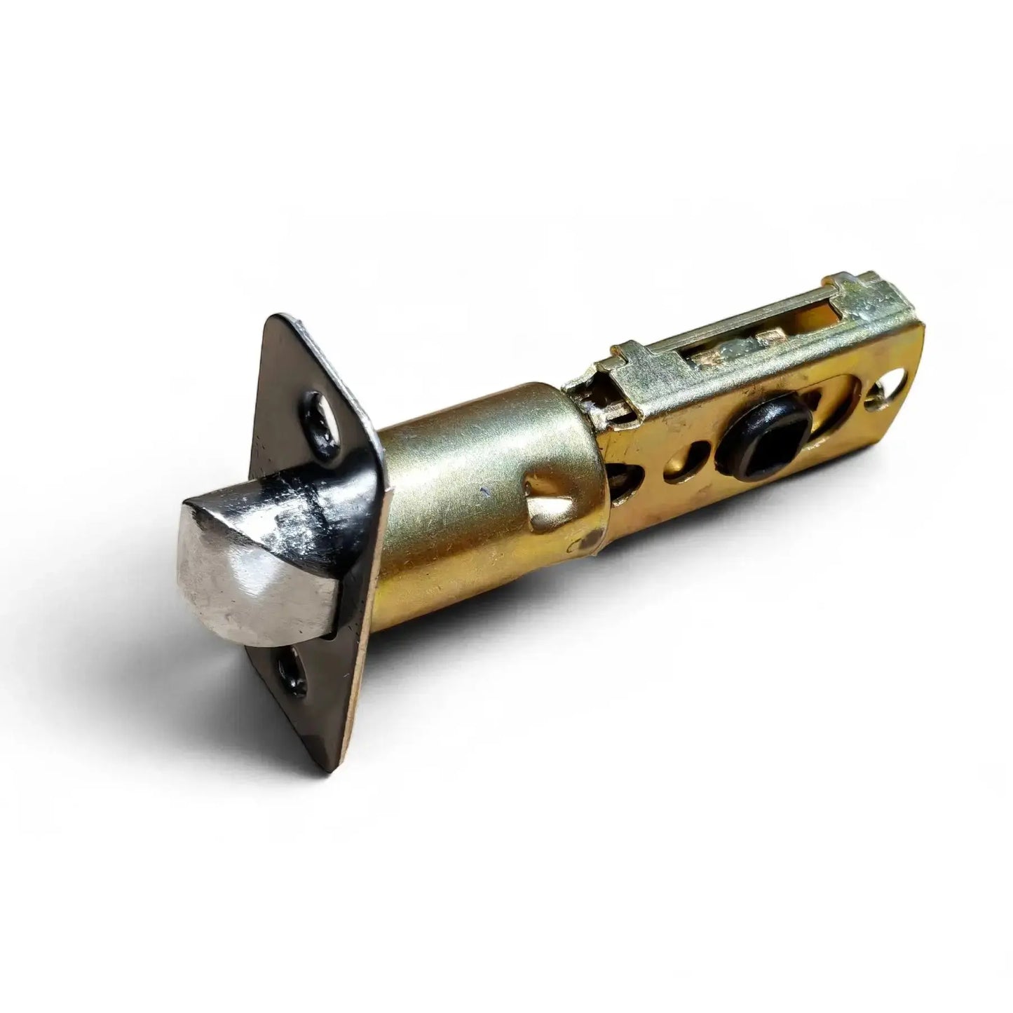 Metal lock mechanism on a white background