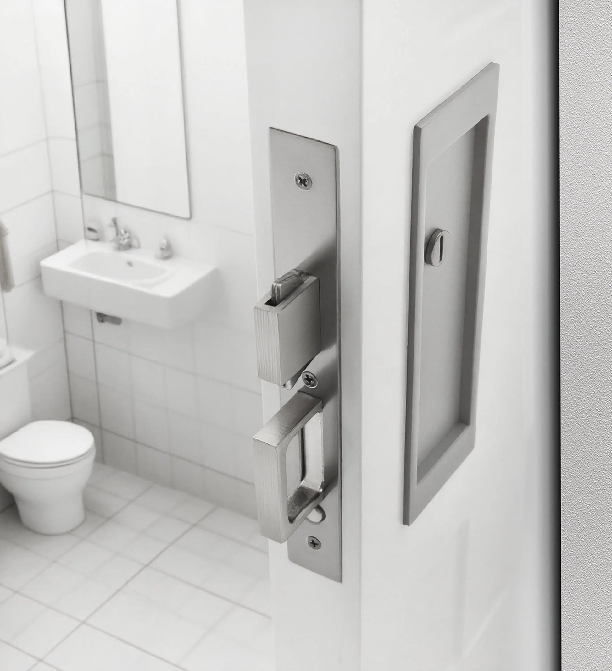 1801 - Rectangular Pocket Door Lock Kit with Satin Brass zhongshan sunshine hardware Co., Ltd