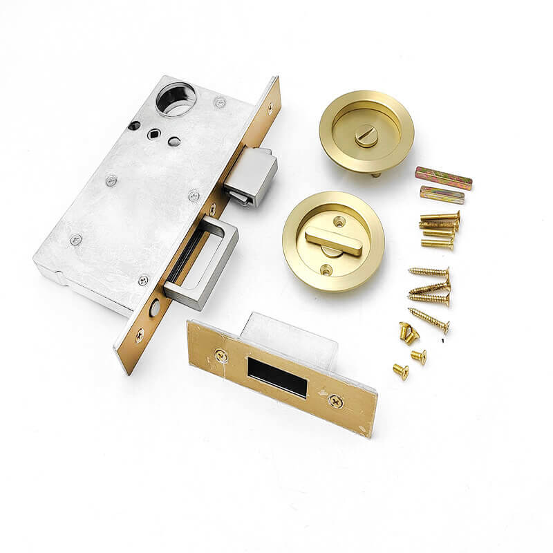 All parts of the golden pocket door lock