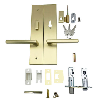 Quadrato Multi Point Lock with Kirill Handle in Satin Brass