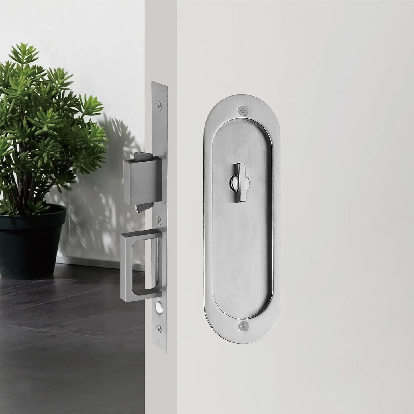 1802 - Circular rectangular sliding glass door lock with Satin Nickel zhongshan sunshine hardware Co., Ltd