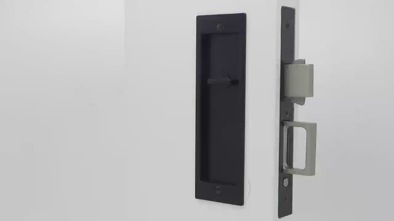 1801 - Kit de serrure de porte coulissante rectangulaire en laiton satiné