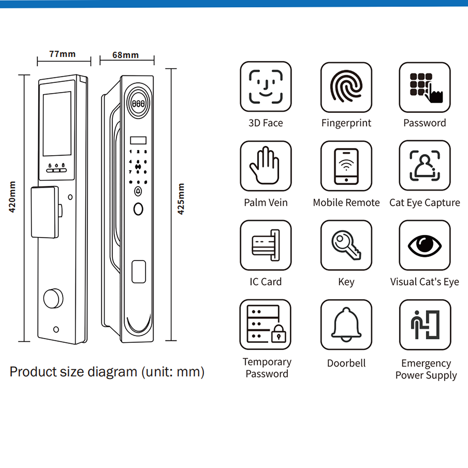 V600 Palm Vein 3D Face Smart Door Lock zhongshan sunshine hardware Co., Ltd