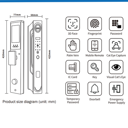 V600 Palm Vein 3D Face Smart Door Lock zhongshan sunshine hardware Co., Ltd
