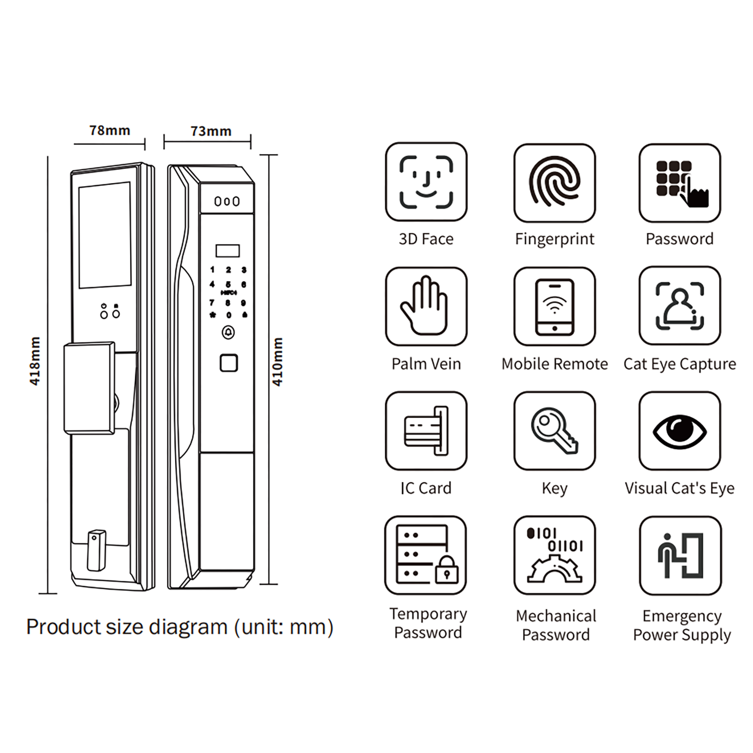K30 Palm Vein 3D Face Smart Door Lock zhongshan sunshine hardware Co., Ltd