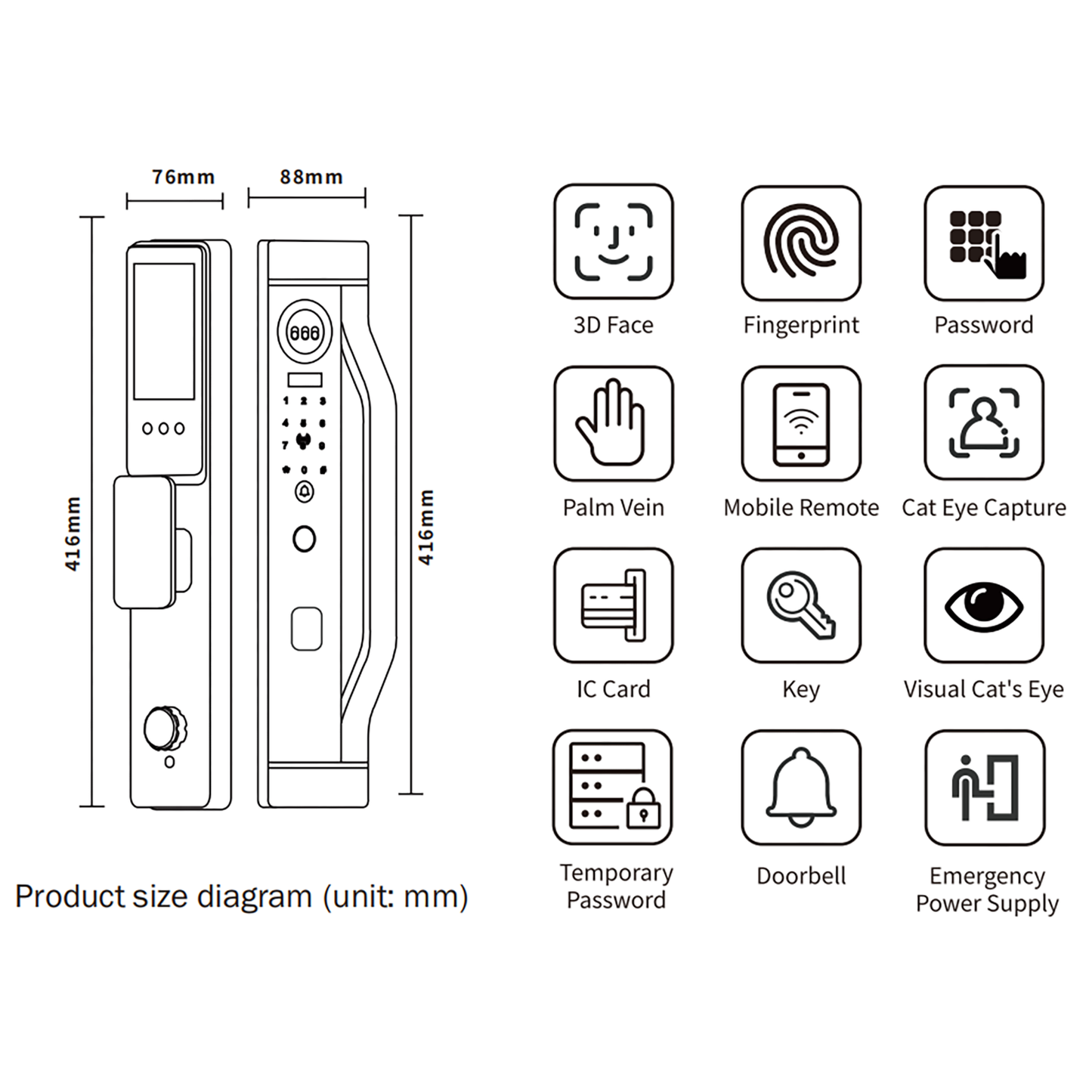 Y05 Palm Vein 3D Face Smart Door Lock zhongshan sunshine hardware Co., Ltd