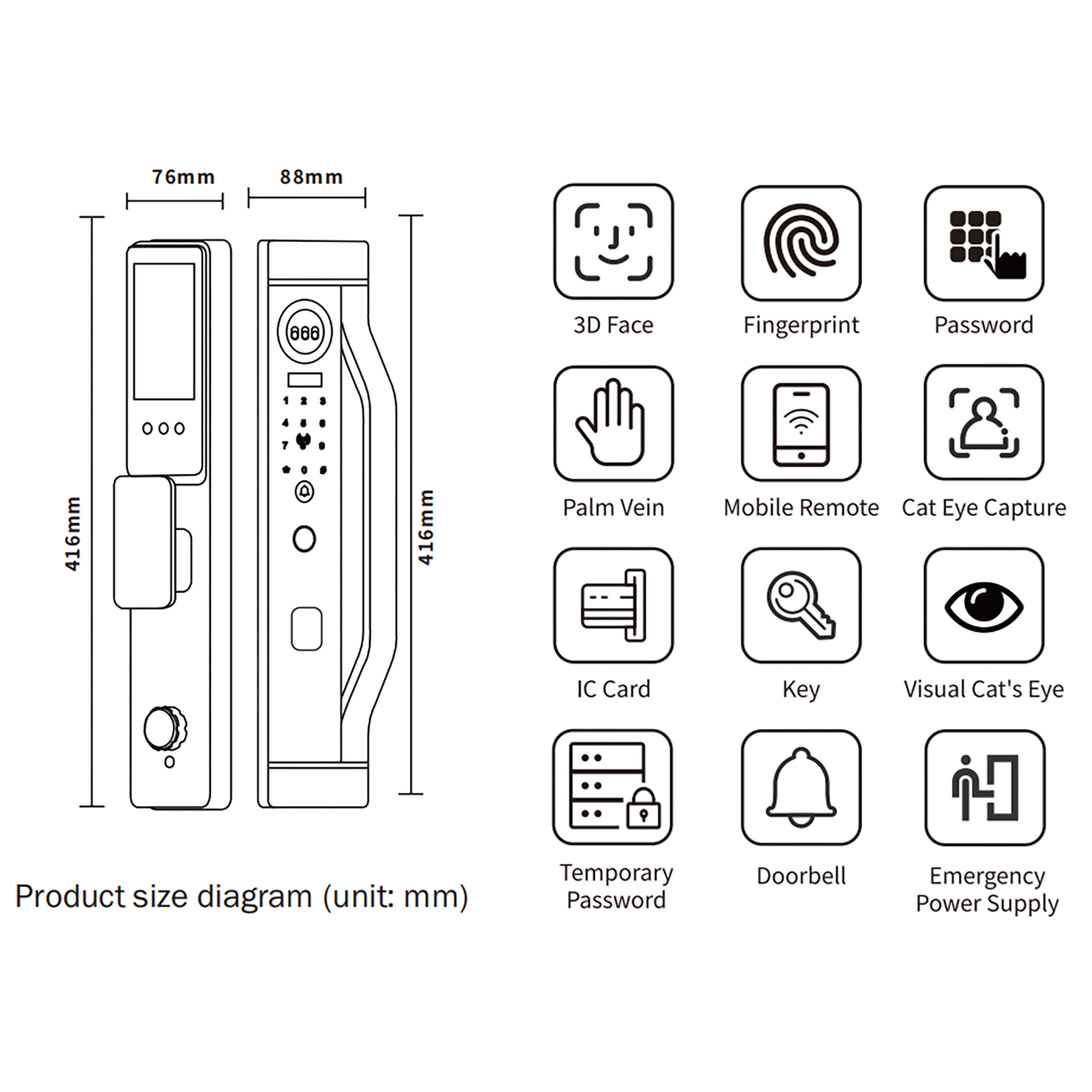 Y05 Palm Vein 3D Face Smart Door Lock zhongshan sunshine hardware Co., Ltd