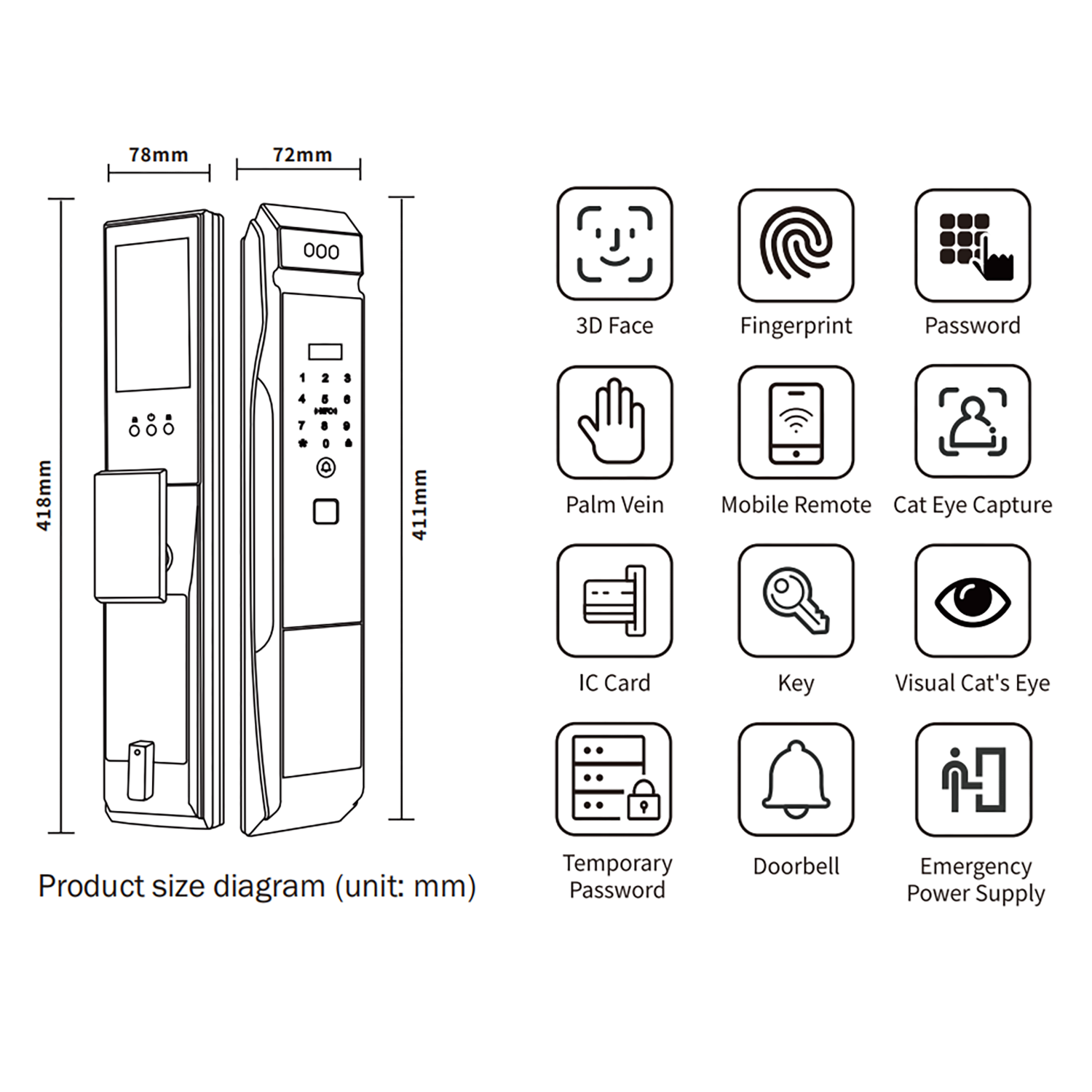 K20 Palm Vein 3D Face Smart Door Lock zhongshan sunshine hardware Co., Ltd